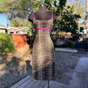 90s 2000s Maria Bianca Nero Leopard Print Pencil Bodycon Dress